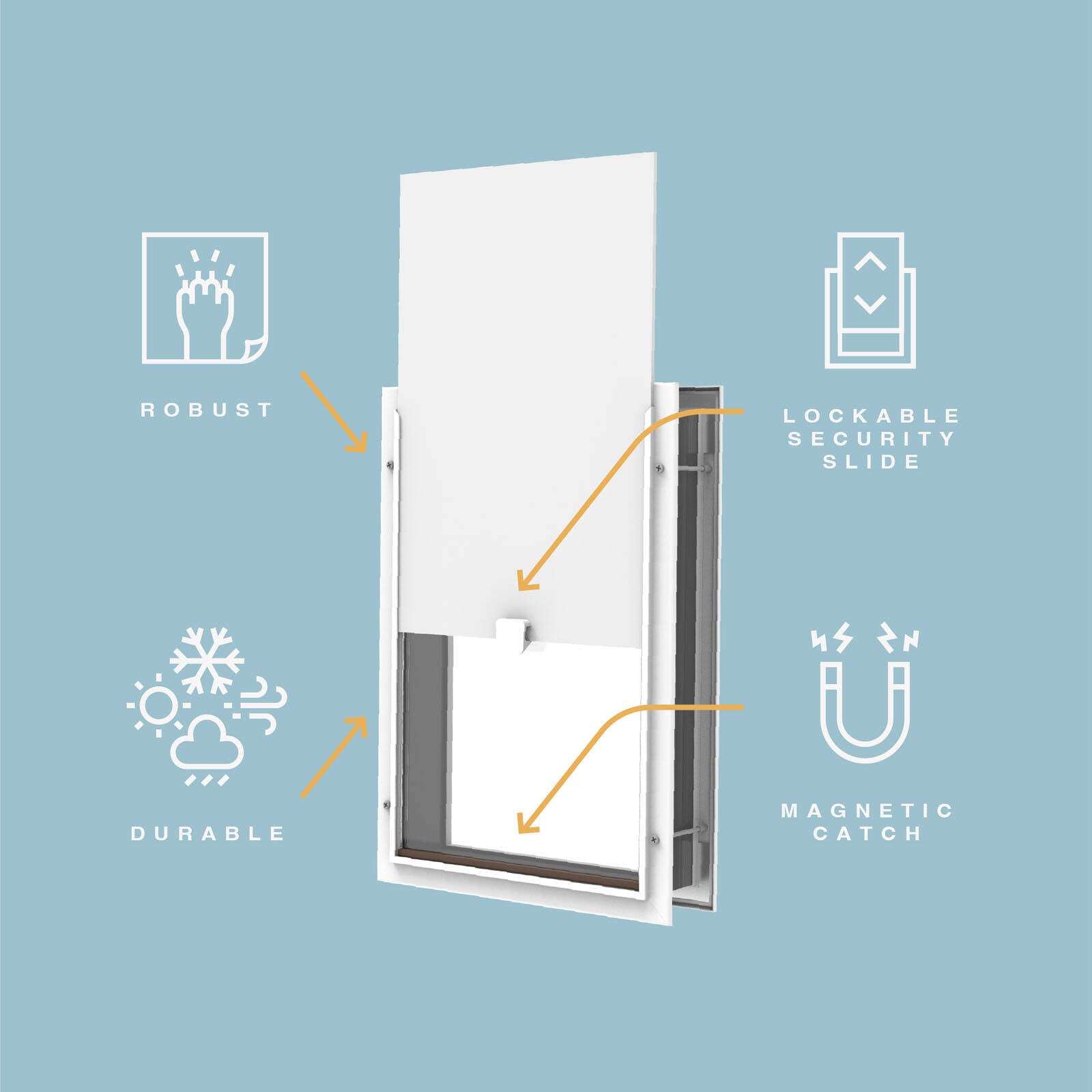 Hakuna Pets Large Deluxe Aluminium Pet Door - White, Lockable Flap for Dogs