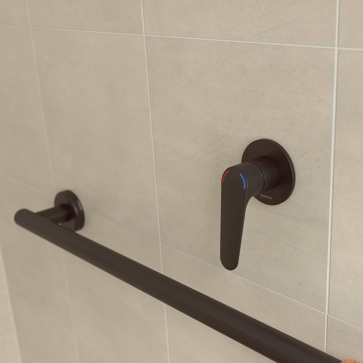 HomeCare by Caroma Matte Black Brass Assistant Living Bath/Shower Mixer