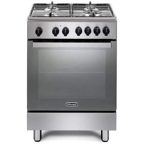 DeLonghi 60cm dual fuel freestanding cooker - Stainless Steel, 80L, Idro Clean steam cleaning - DMX64LDC