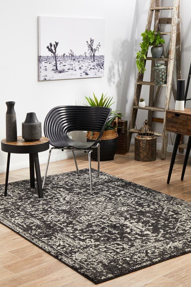 Rug Culture Evoke Large Power Loomed Rug 290x200cm - Charcoal Polypropylene - Jute Weft - EVO253CHAR290X200