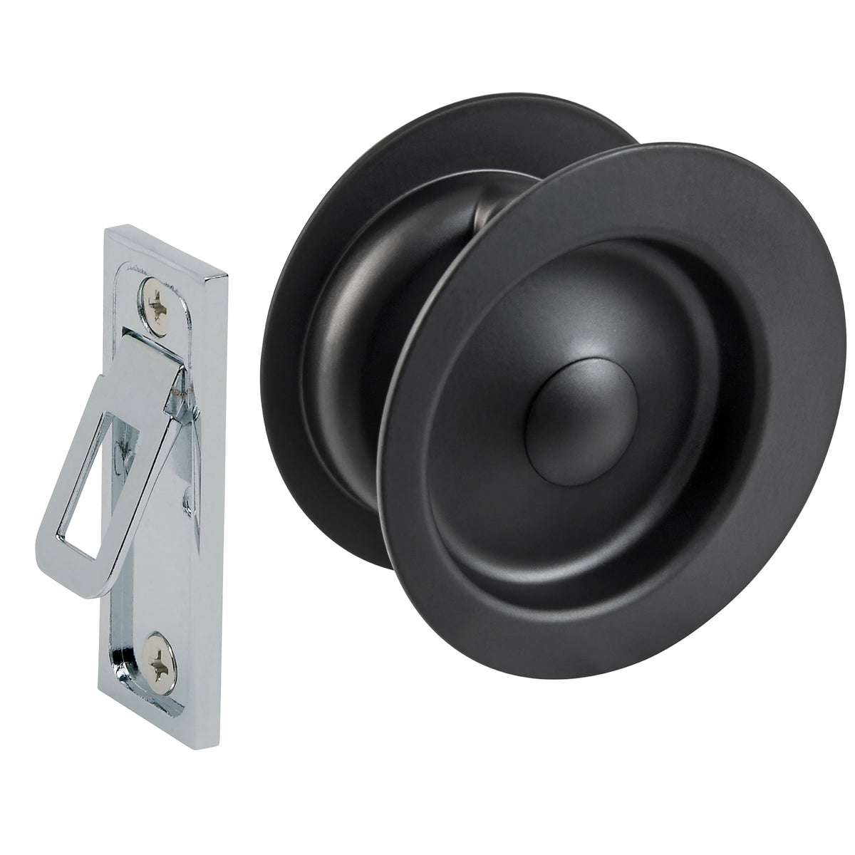 Gainsborough 54mm Matt Black Circular Passage Sliding Cavity Door Set
