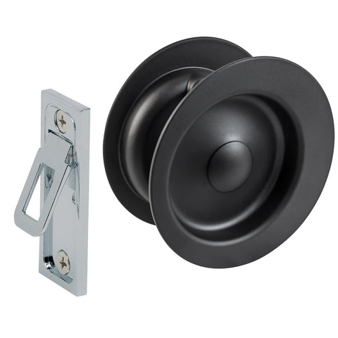 Gainsborough 54mm Matt Black Circular Passage Sliding Cavity Door Set