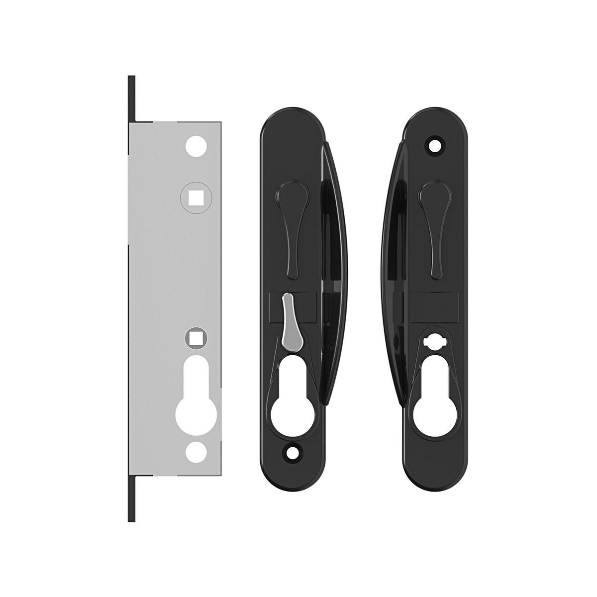 Rolltrak Black Non-Keyed Sliding Screen Door Lock - Powder Coated Alloy, Lockable