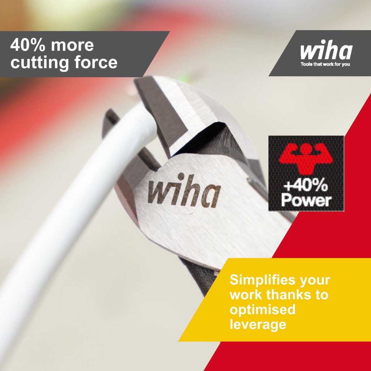 Wiha 200mm VDE 1000V Insulated Diagonal Cutting Pliers, Steel