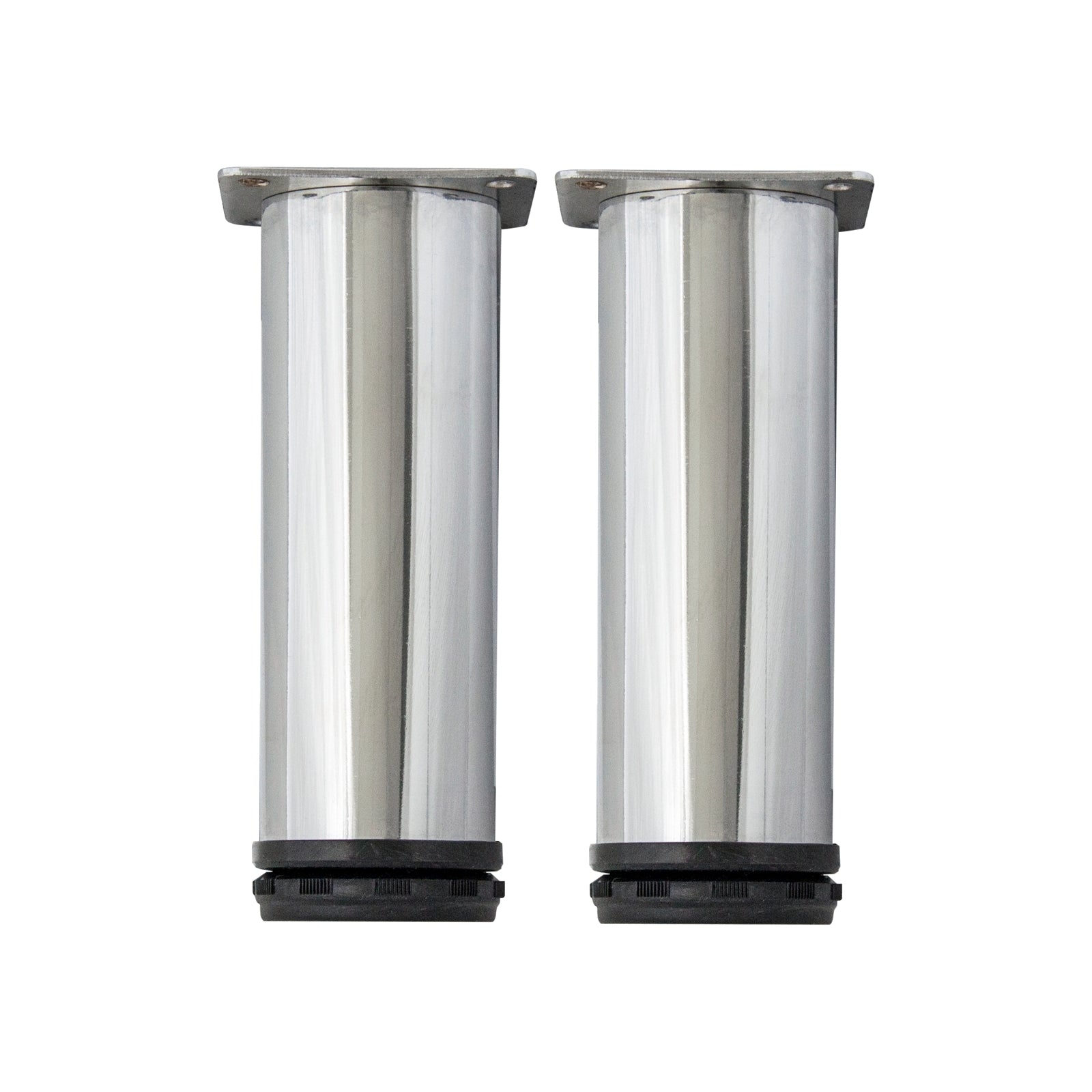 Kaboodle Chrome Cylinder Cabinet Leg 2 Pack Steel 50 x 150mm Height Adjustable
