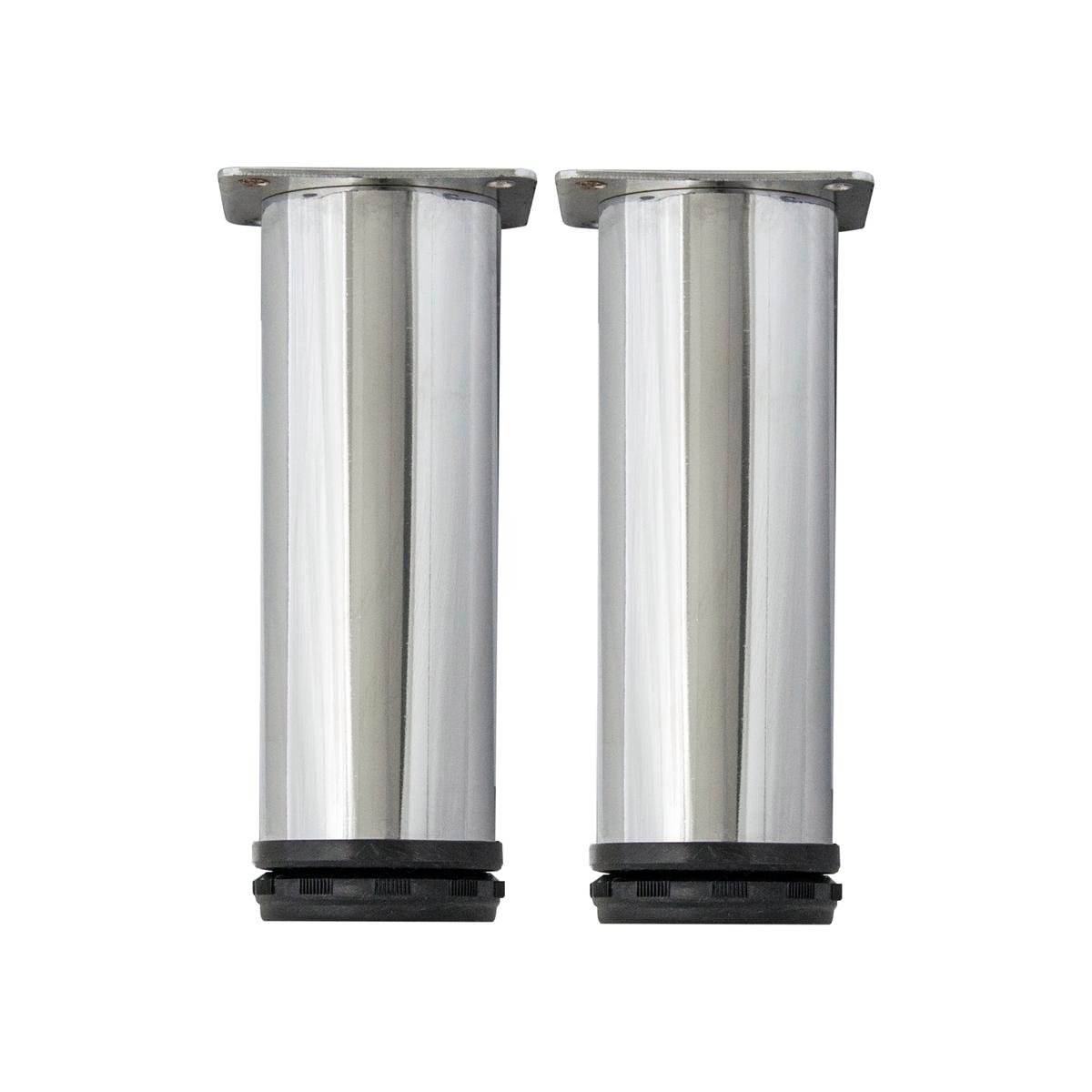 Kaboodle Chrome Cylinder Cabinet Leg 2 Pack - Height Adjustable - 50mm x 150mm - SuperSaverAU - view 1