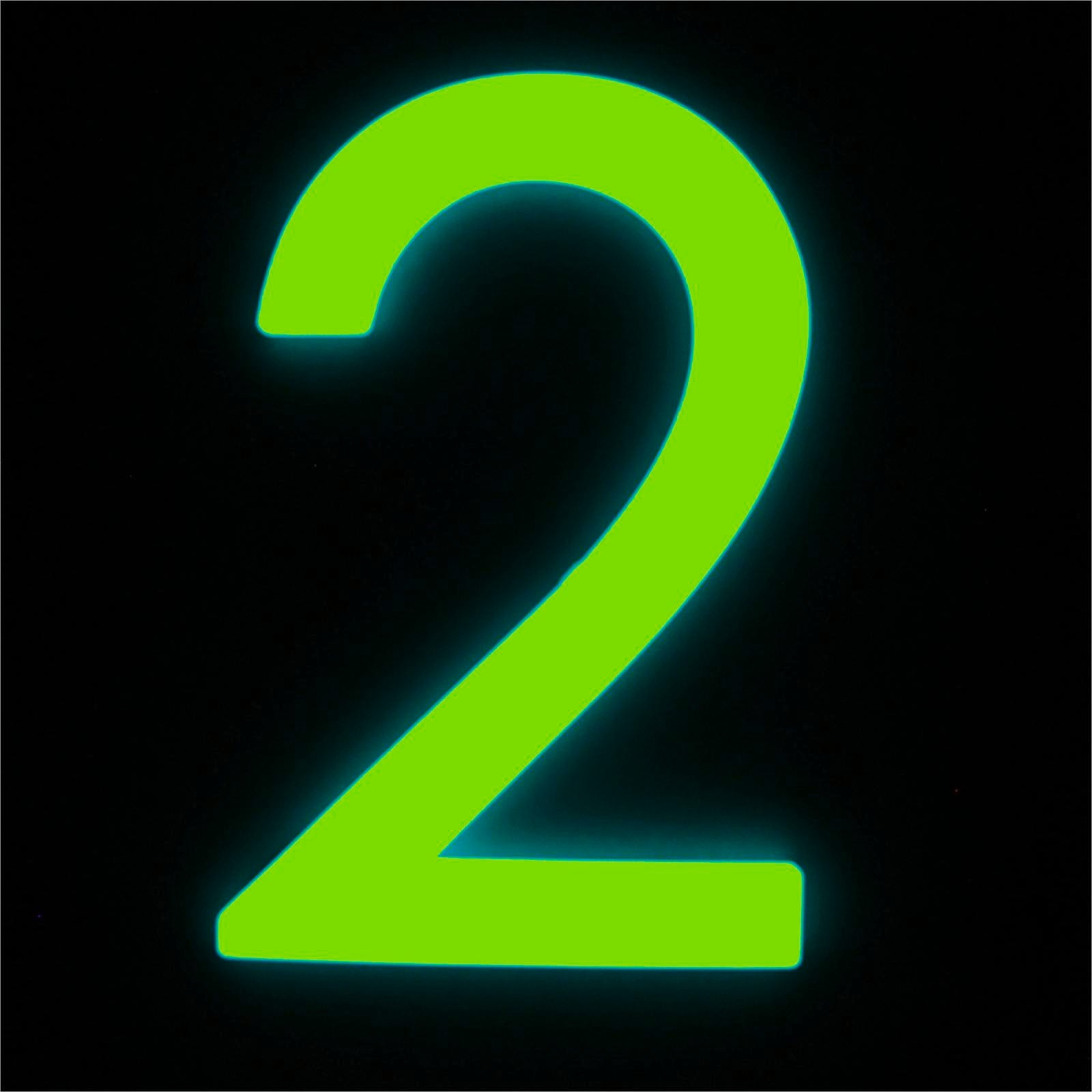 Sandleford 90mm Glow In The Dark Acrylic House Number 2 - Weather Resistant