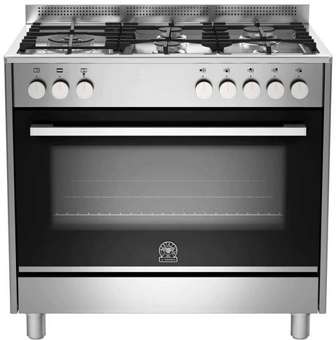 La Germania 90cm Futura Series Dual Fuel Freestanding Oven - 142L, Five Burners, Stainless Steel - TUS95L61LDX