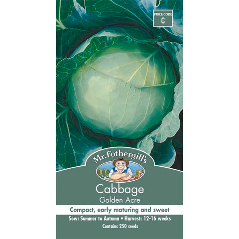 Mr Fothergill's Cabbage Golden Acre Seeds - Compact Early Heirloom, Sun & Part Shade