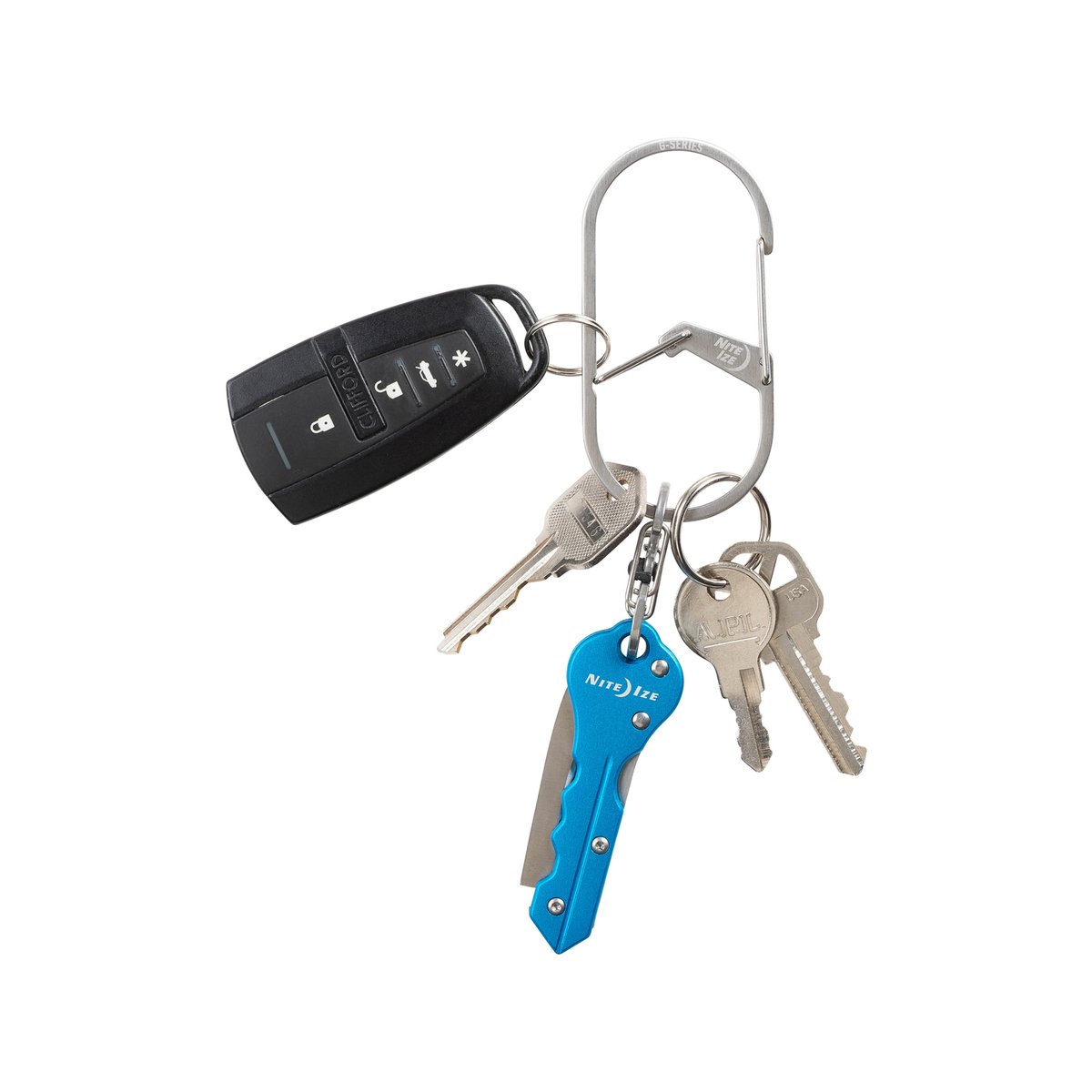 Nite Ize g Series Dual Chamber Carabiner 4 Stainless Steel - Secure Key Management - 38mm x 6.5mm x 76.2mm - SuperSaverAU - view 3