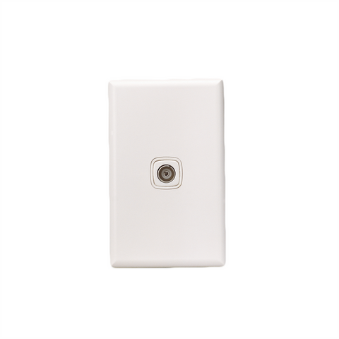HPM Excel 1 Gang Foxtel Approved Coax Port, Matt White Plastic Indoor, CDXL770/1FOXWEW