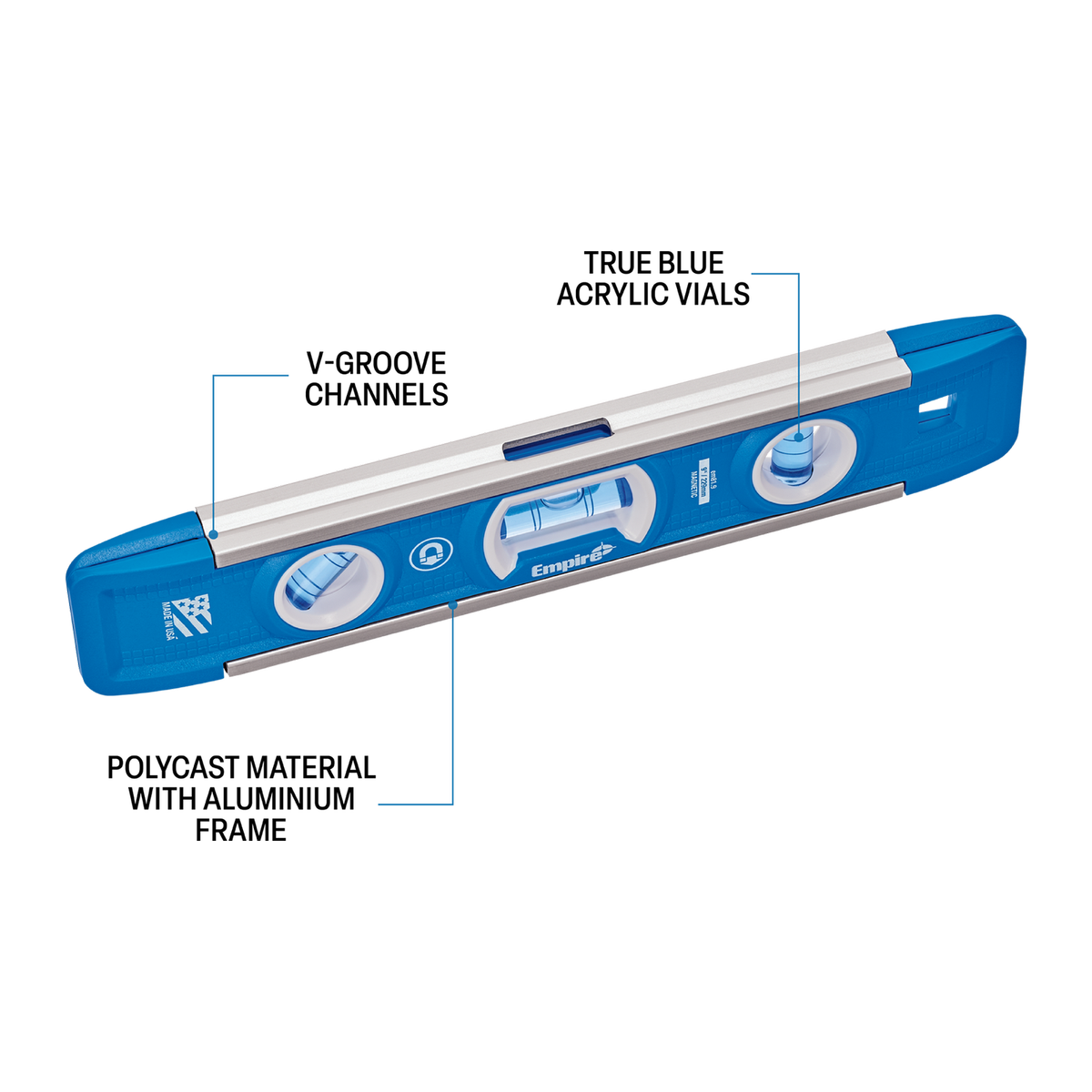 Empire 225mm Magnetic Torpedo Level with E-Band Vials