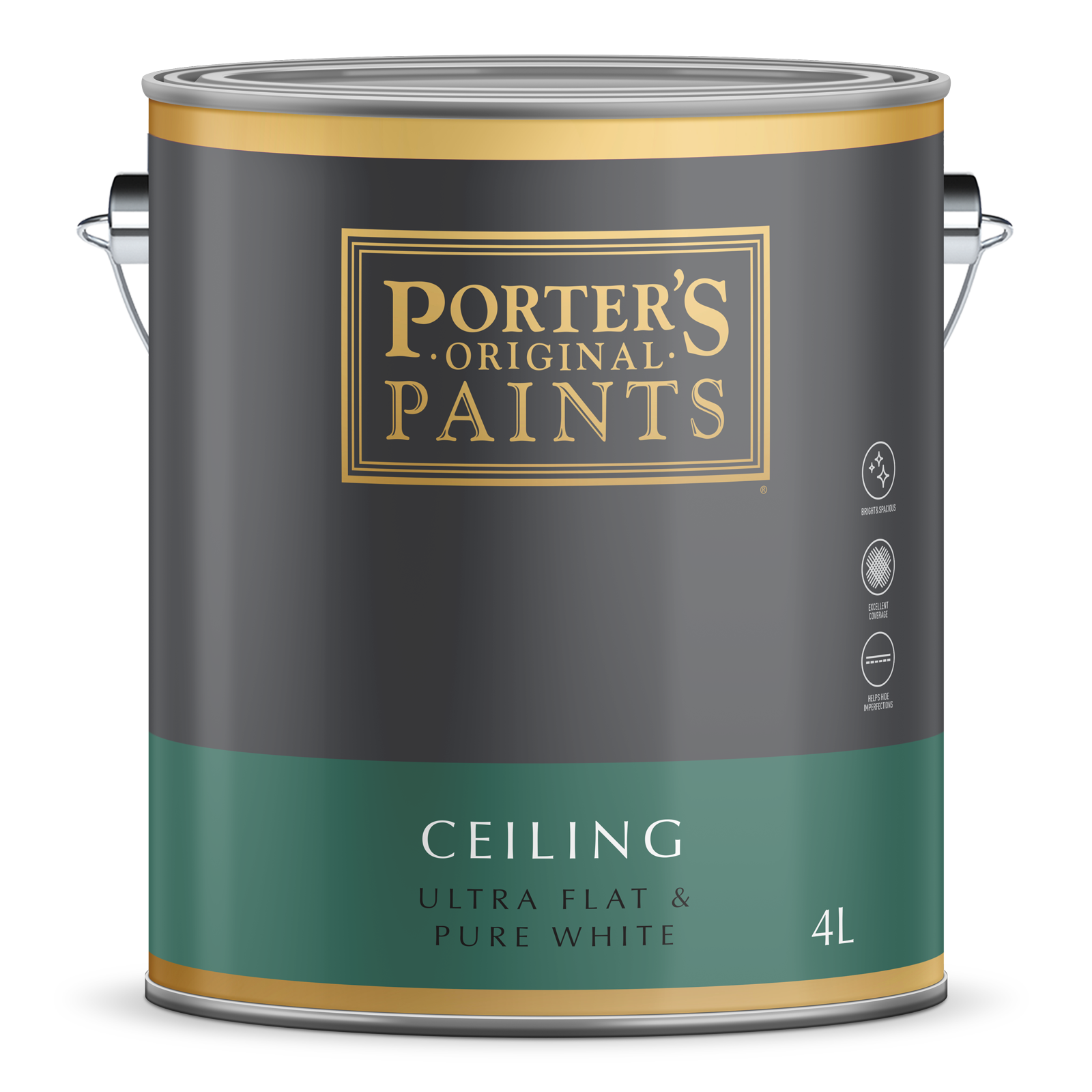 Porter's 4L White Super Flat Ceiling Paint Tintable Interior