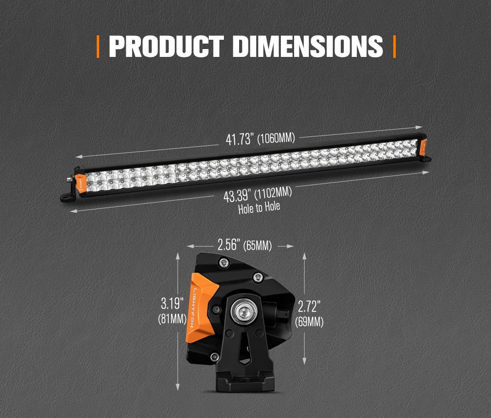 LED Light Bar 40 Inch Dual Row - 240W 18040 Lumens - Spot Flood Combo, IP68, Die Cast Aluminium, Oslon LEDs