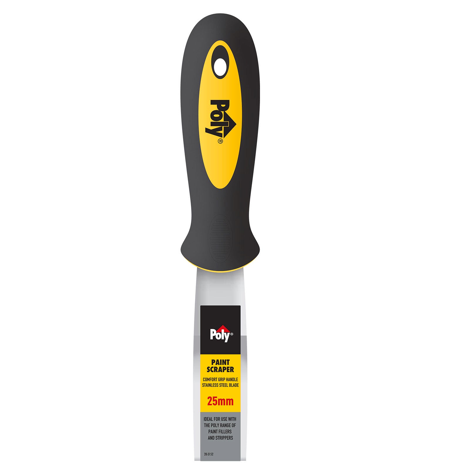 Poly 25mm Stainless Steel Paint Scraper Scraping and Filling