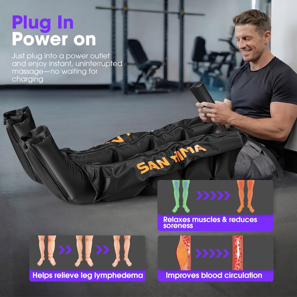 Air Compression Leg Recovery Boots - Large and Standard - 5 Air Chambers, 6 Massage Modes, 6 Intensity Levels, Memory Se