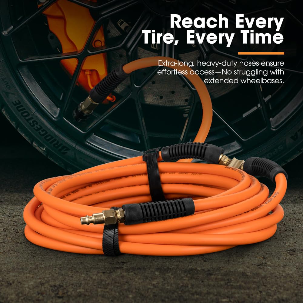 4 Way Digital Tyre Inflator - 250 PSI - Inflates Four Tyres at Once, Nitto Style Fittings, Heavy Duty Hoses