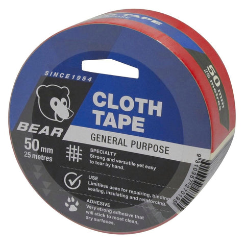 Norton Bear Red Cloth Tape - 50mm x 25m - Hand Tearable - Strong Adhesive - SuperSaverAU - view 1
