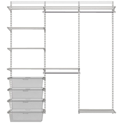 Elfa Advanced 1862mm Wardrobe Pack - White E-Poxy Bonded Steel - Made in Sweden - 11996
