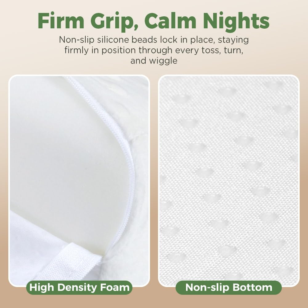 Toddler Bed Bumpers 2-Pack - White 132cm - Memory Foam, Non-Slip Base, Machine Washable Cover