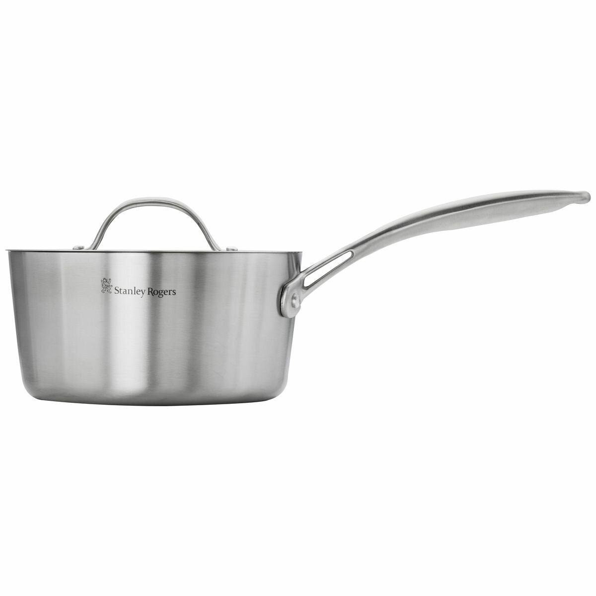 Stanley Rogers 18cm Conical Tri-Ply Saucepan with Lid - Induction Compatible, Oven Safe to 200°C - 42328
