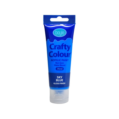 Boyle 75ml Sky Blue Crafty Colour Acrylic Paint, Water Based, Gloss Finish