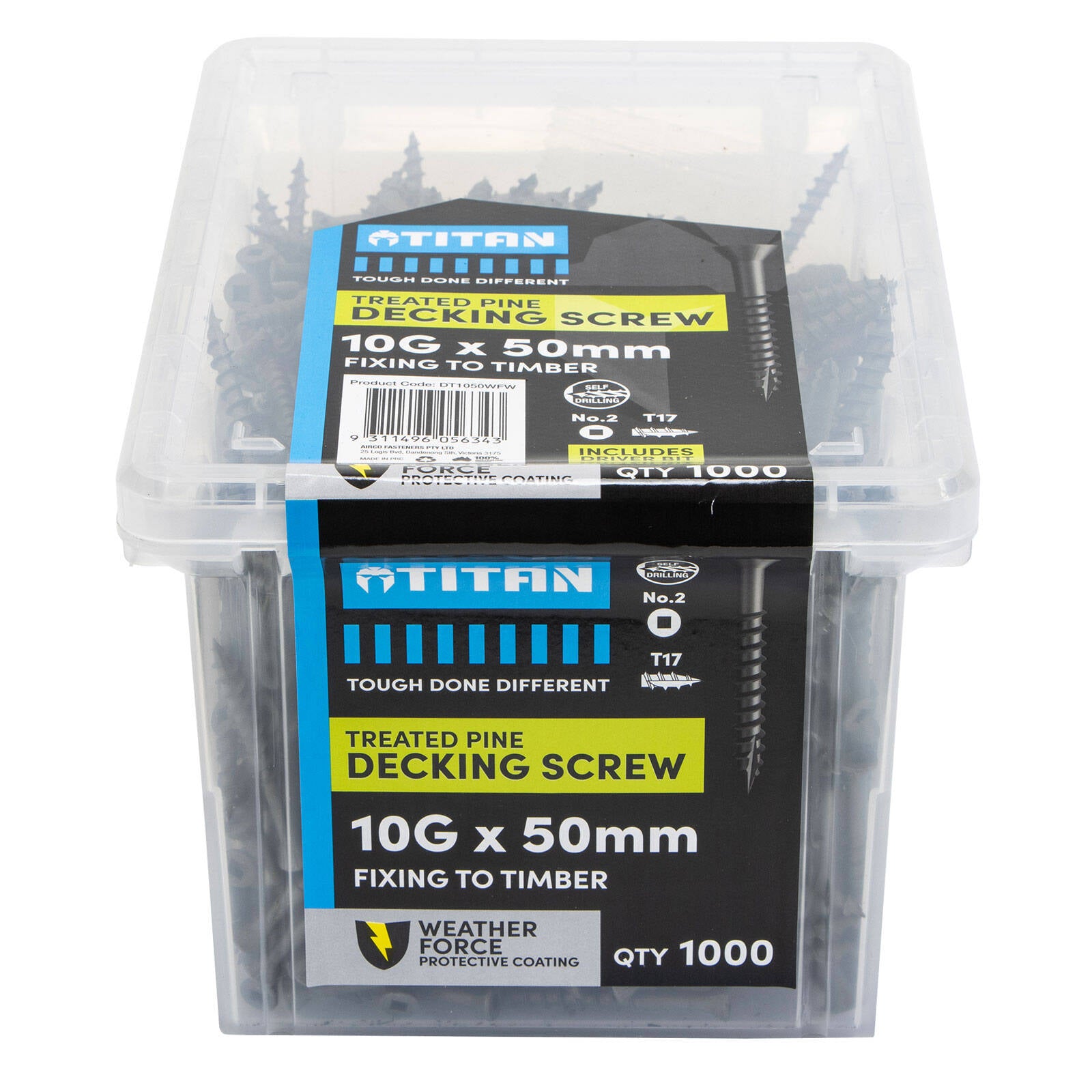 Titan 10G x 50mm Weather Force Treated Pine Decking Screw Type 17 - 1000 Pack