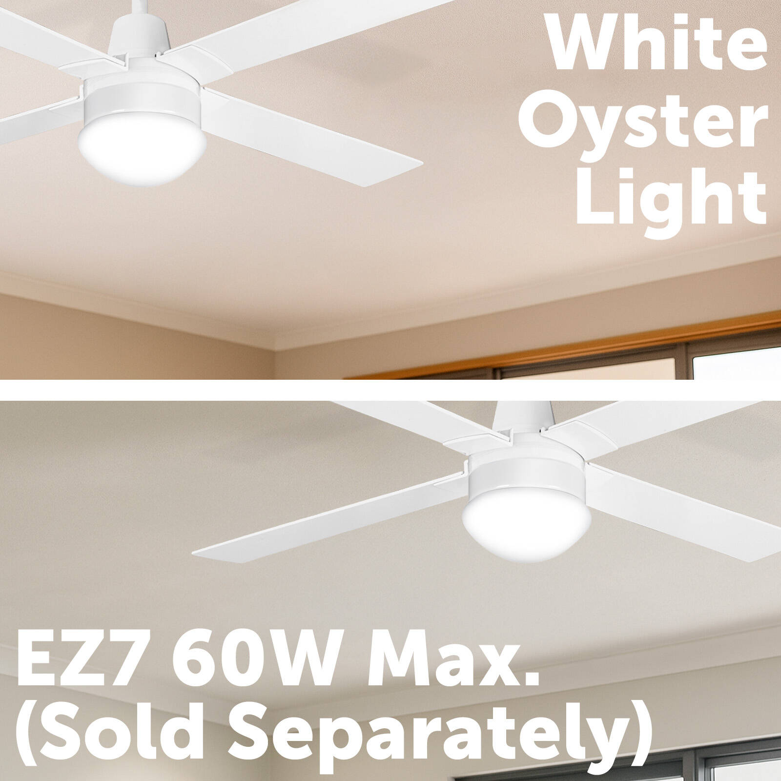Arlec White Oyster Ceiling Fan Light E27 60W Indoor CSF60O