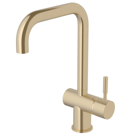 Sussex Taps Voda Square Neck Mixer Tap - Brushed Brass, 4 Star Water Rating - VSMQ-40