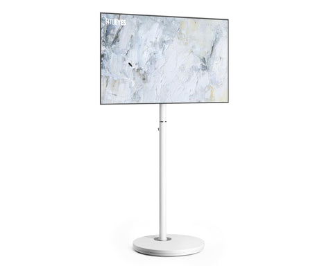 Small Rolling TV Stand for 24-48 Inch TVs - White - Minimalist Portable Cart, Hidden Wheels, Max VESA 200x200