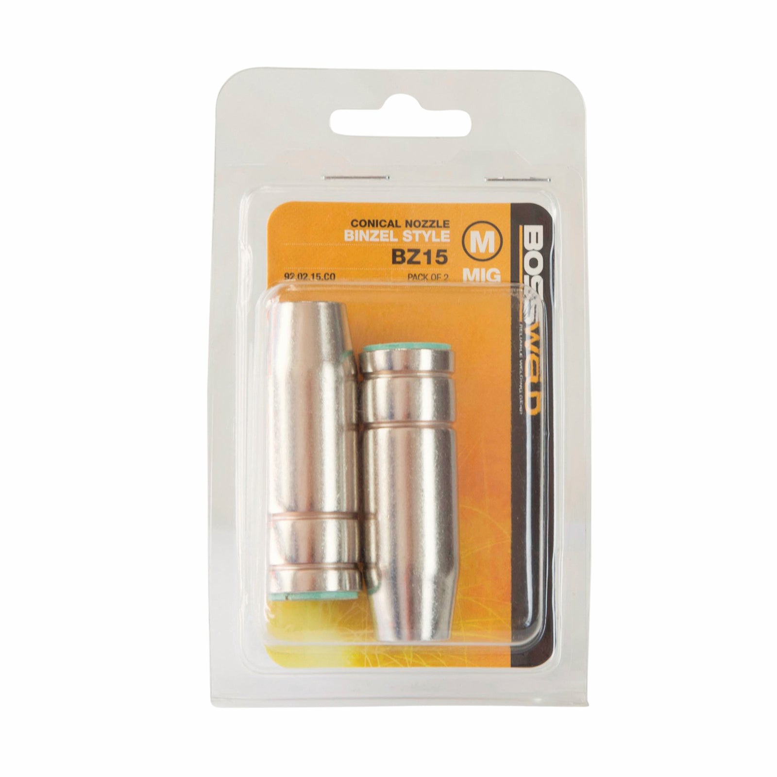Bossweld BZ15 Binzel Style Adjustable Conical MIG Nozzle - 2 Pack 92.02.15.CO