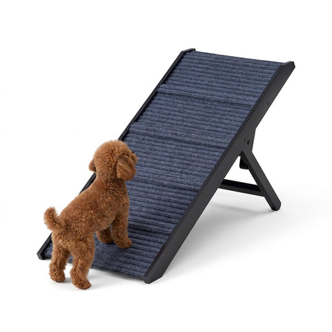 Adjustable Dog Ramp for Bed - Black, 90cm Long - Three Heights 33, 39 and 45cm, Holds 60kg, Non Slip Carpet