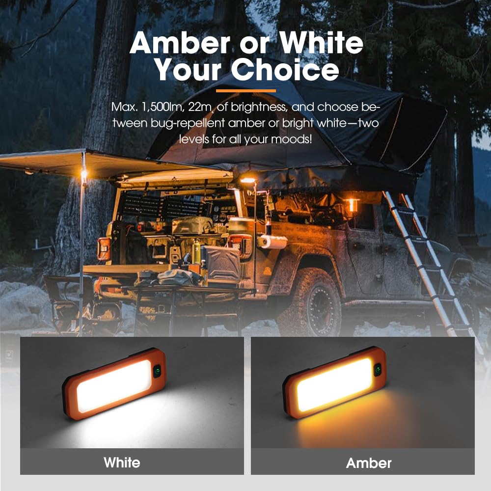 Telescopic Camping Light with Tripod - 1500 Lumens - Extends 98.5 to 220cm, 3 Adjustable Panels, IPX4, USB-C Rechargeabl