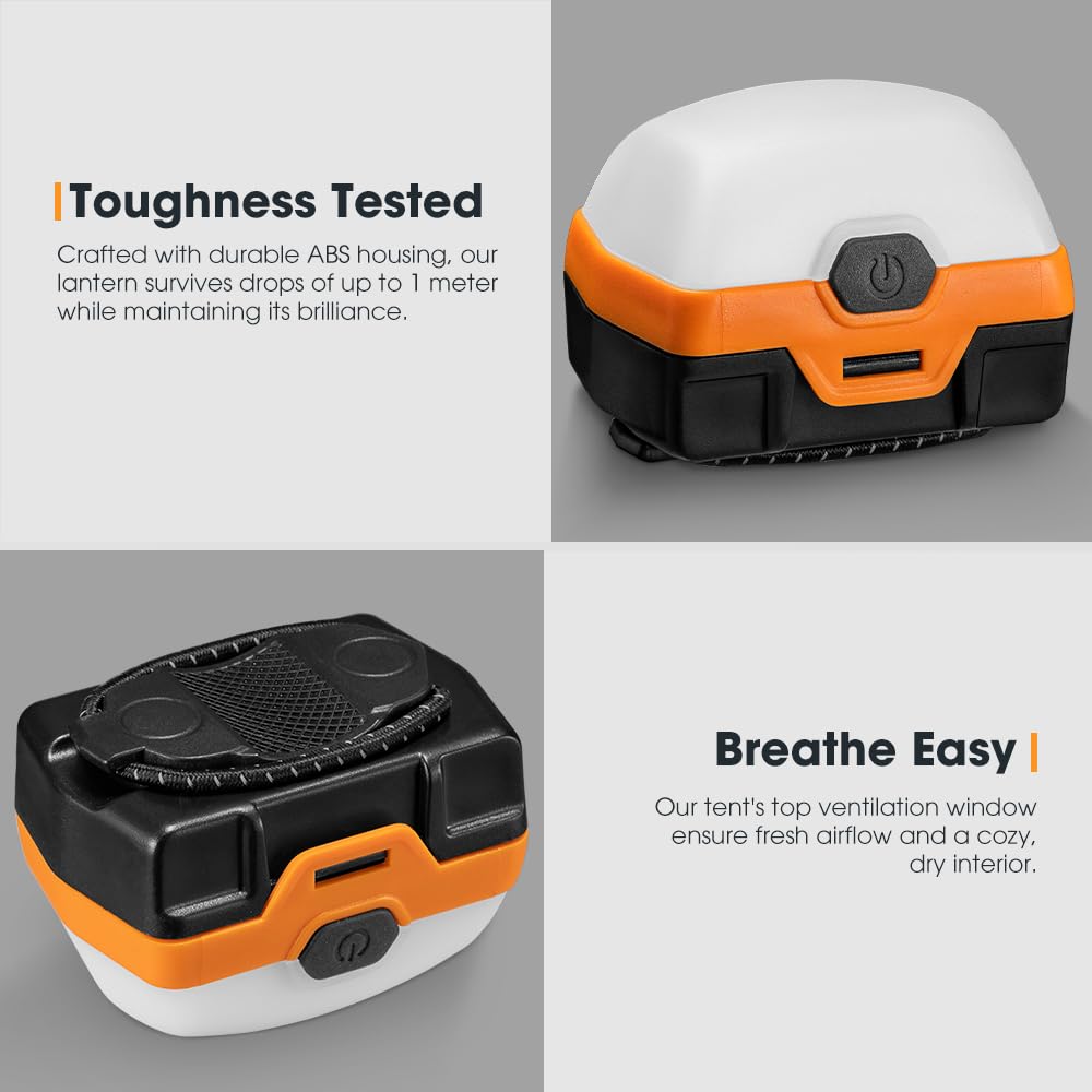 Rechargeable LED Camping Lights 4 Pack - Amber and White - IP66, 100 Hour Run Time, Magnetic Base, SOS Strobe, USB-C
