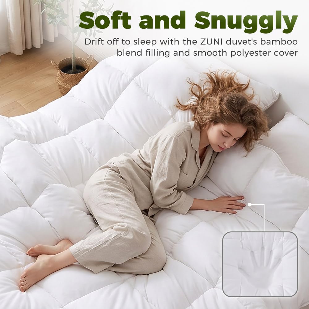 Bamboo Blend Quilt 200GSM - Double - All Seasons Comforter, 50% Bamboo 50% Polyester Fill, Baffle Box, Storage Bag