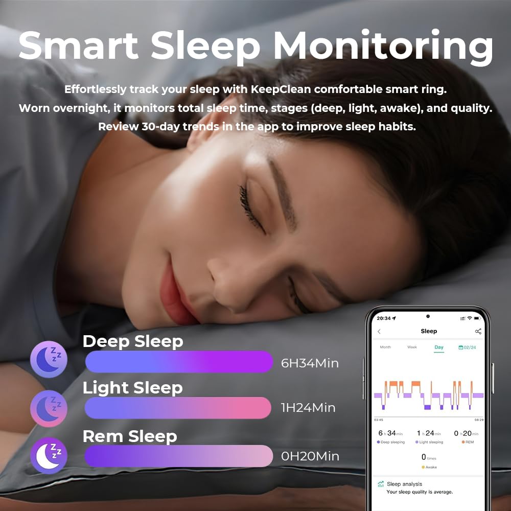 Smart Health Ring - Waterproof Tracker, No Subscription