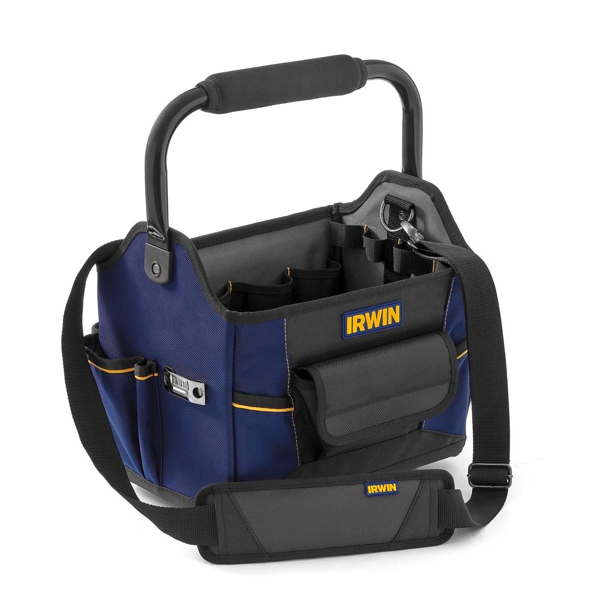 IRWIN 300mm Pro Tool Tote, 27 Pockets, Tape Holder, Pivoting Comfort Grip Handle
