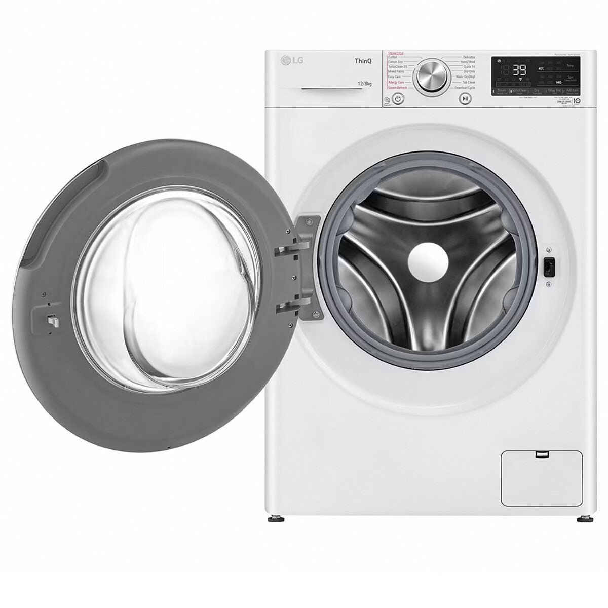 LG Series 9 12kg/8kg Front Load Washer Dryer Combo - Steam, Direct Drive Motor - White - WVC9-1412W