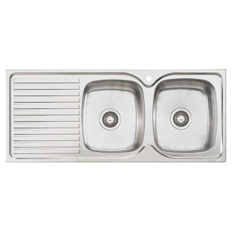 Oliveri Endeavour Double Bowl Topmount Sink - Left Hand Drainer, Stainless Steel - EE72