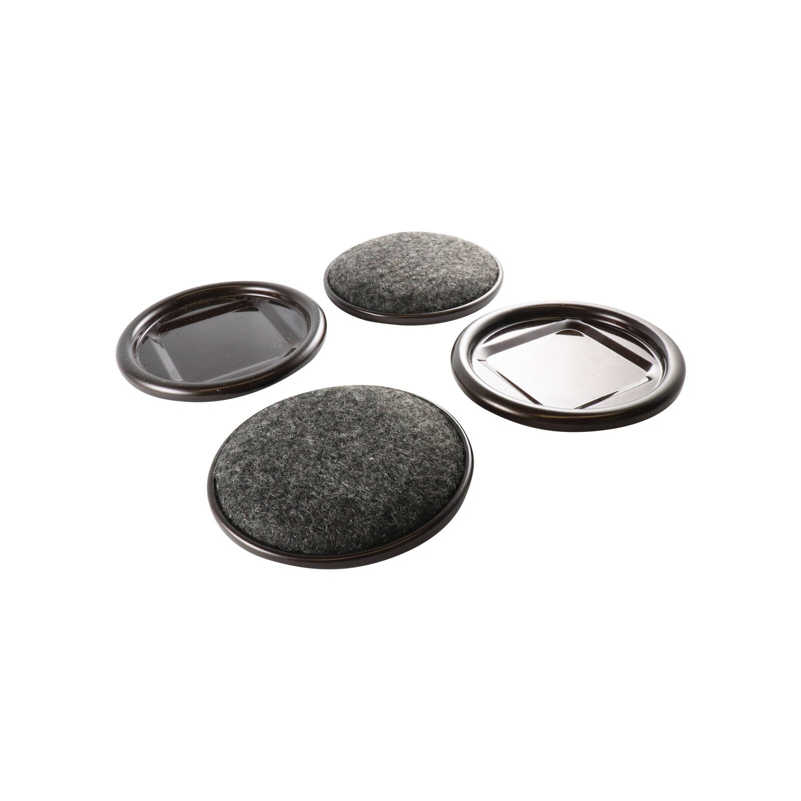 Surface Gard 60mm Brown Round Steel Carpet Base Castor Cups - 4 Pack