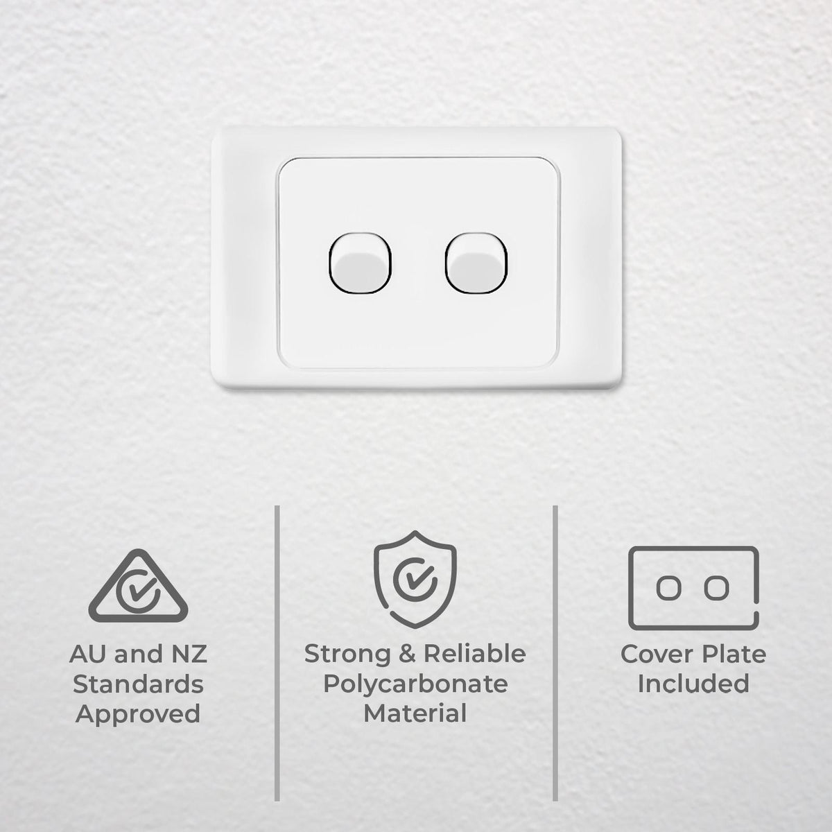 DETA Double Pole Double Switch 10A Polycarbonate White Surface Mount 6126B
