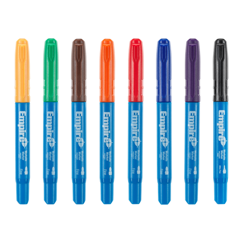 Empire Multi-Coloured Permanent Marker 8 Pack, Fast-Dry Water-Resistant Ink