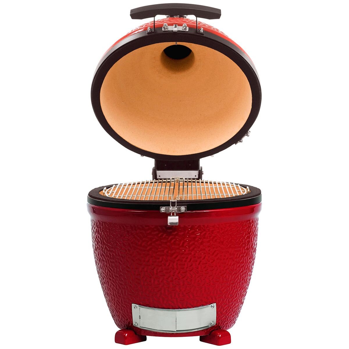 Kamado Joe Classic II Stand-Alone Kamado Grill - Red, Built-In Ready, Air Lift Hinge - KJ23NRHC