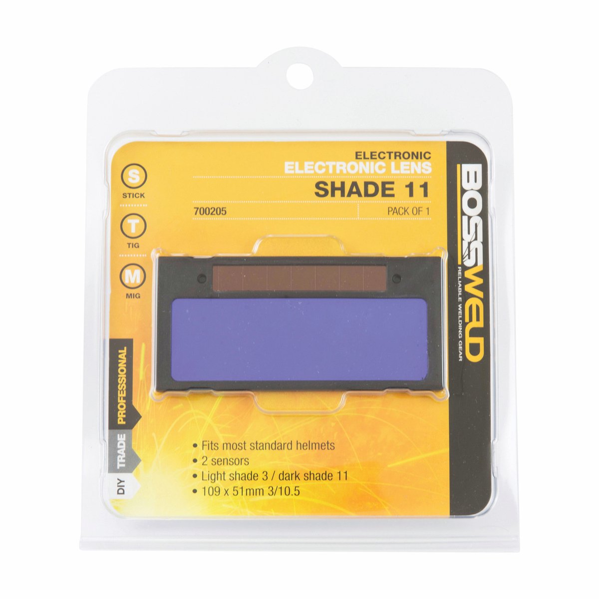 Bossweld 51 x 109mm Electronic Welding Lens - Auto-Darkening Shade 3/10.5 700205