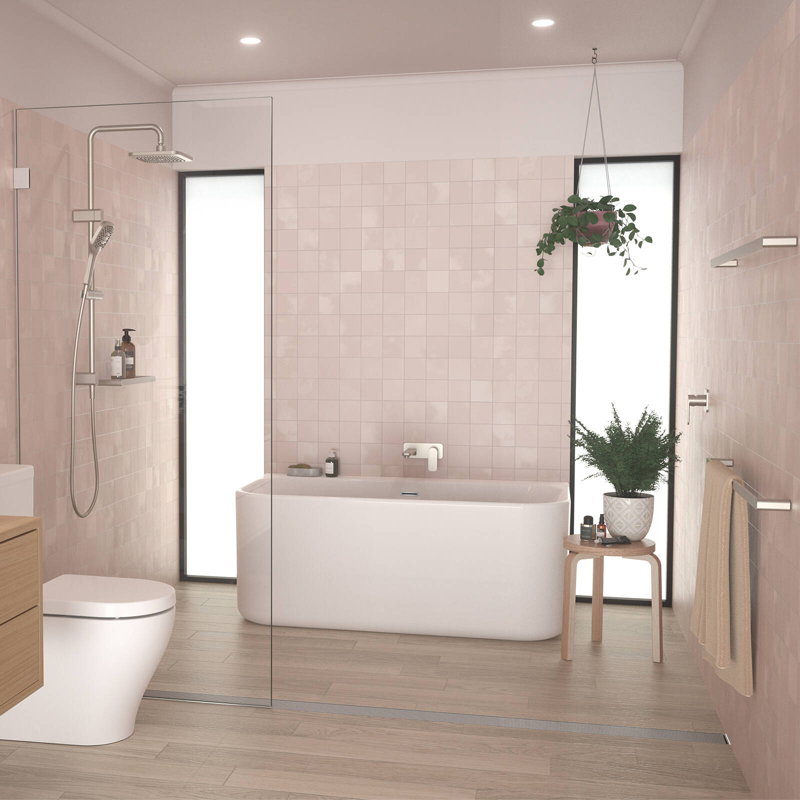 Caroma Luna Brushed Nickel Wall Basin Bath Mixer WELS 6 Star 4.5L/min