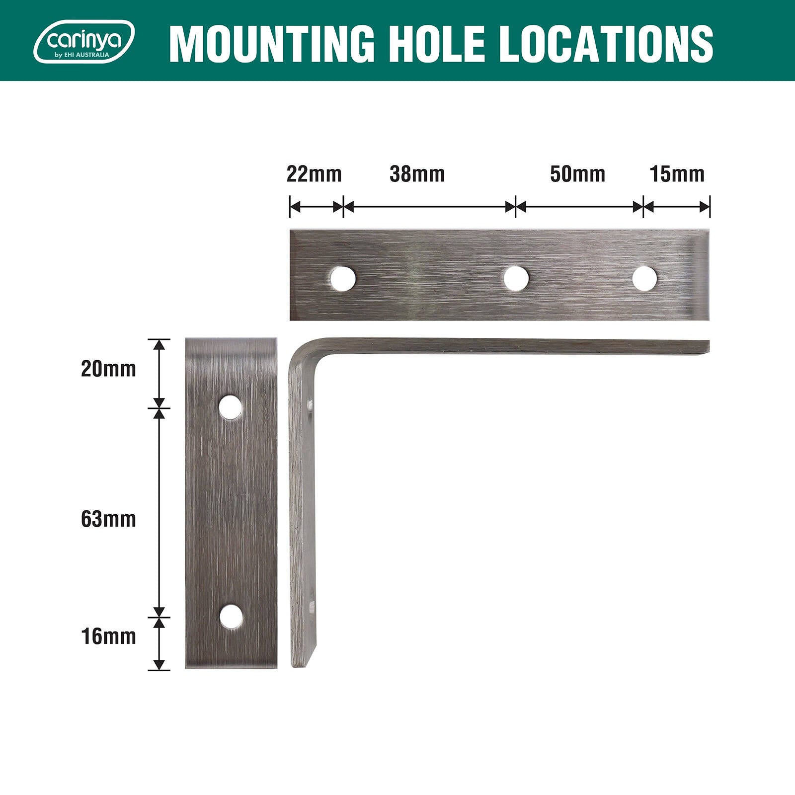 Carinya 125 x 100mm Stainless Steel Heavy Duty Angle Bracket, 200kg, Indoor/Outdoor