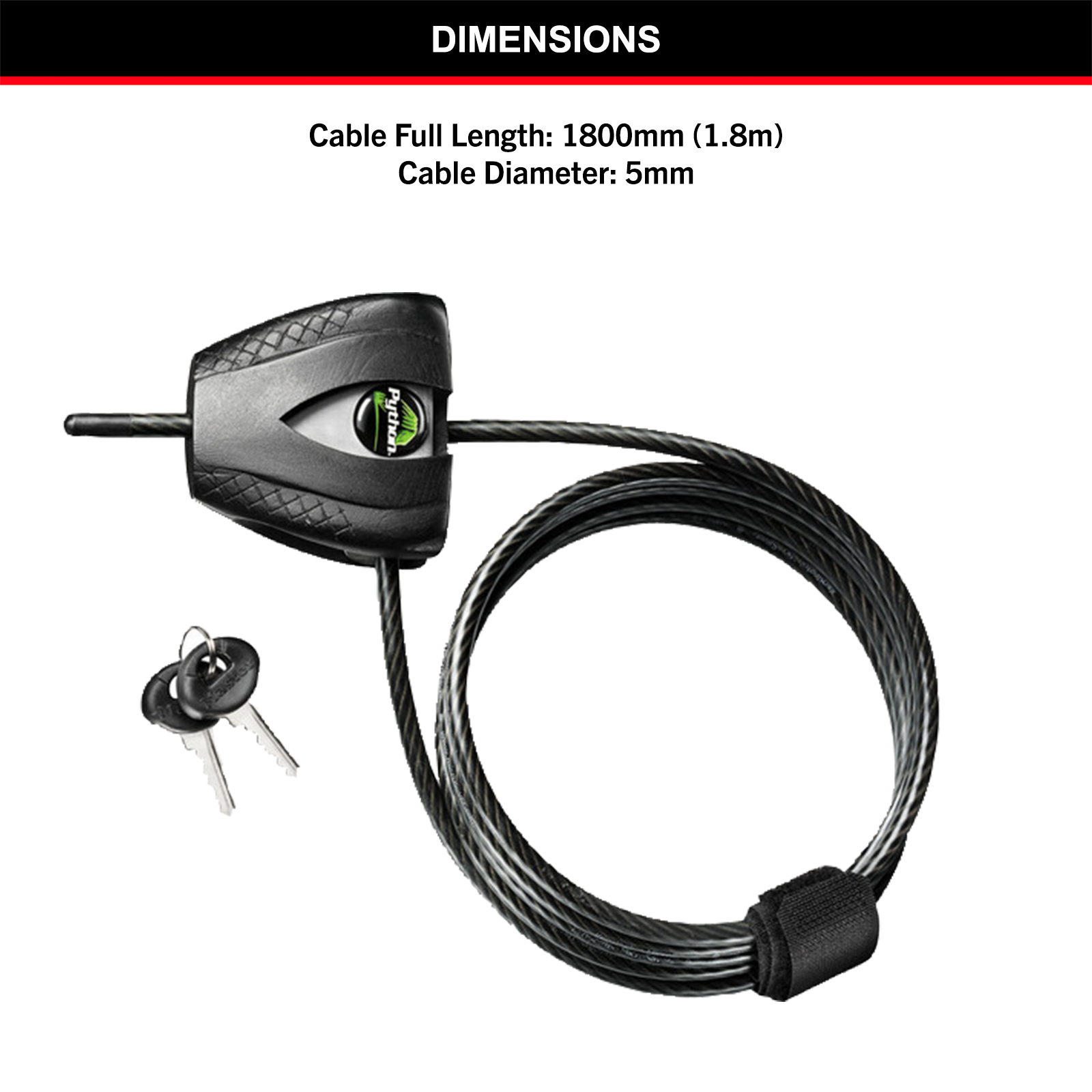 Master Lock 1.8m x 5mm Mini Python Adjustable Locking Cable - Vinyl Coated Braided Steel