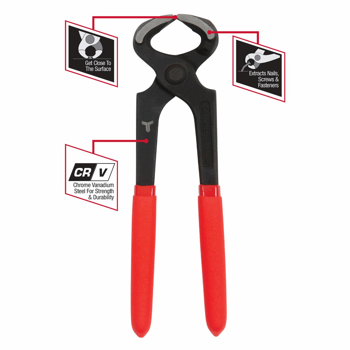 Trojan 175mm Carpenter's Pincer Plier Red and Black CRV
