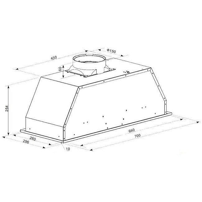 Beko 70cm Undermount Rangehood - Stainless Steel - 650m³/h, 3 Fan Speeds, Dual LED Lamps - BRH70UX