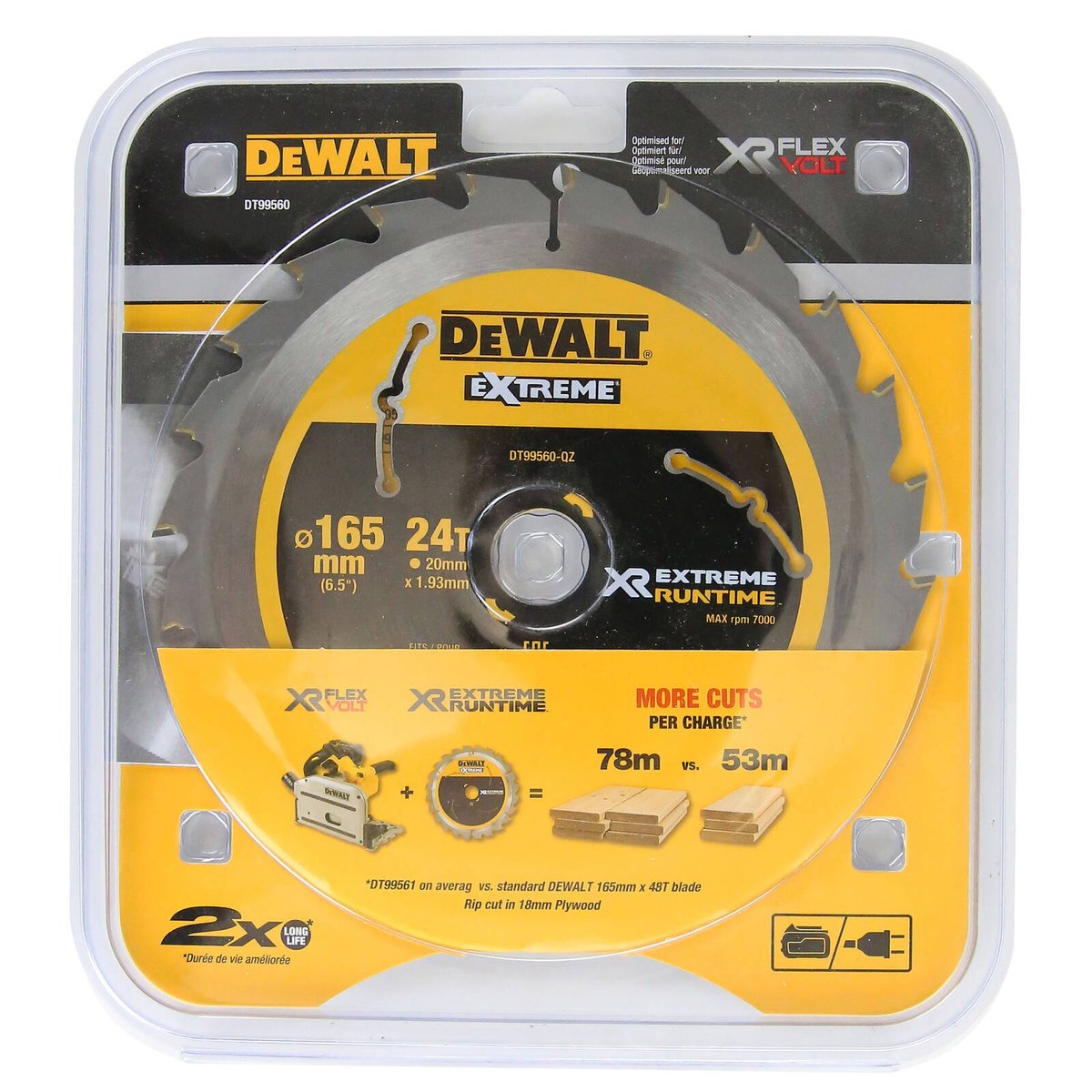 Dewalt XR Circular Saw Blade 165mm 40T - C3 Carbide - Efficient Cutting - SuperSaverAU - view 2